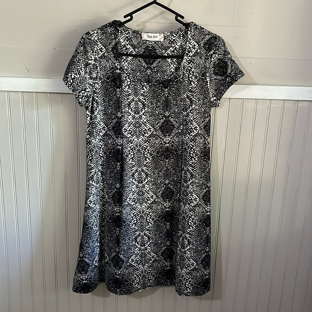 Pink Rose dress‎ womens small/medium snake skin